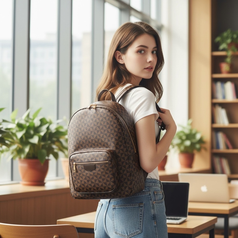 Designer Inspired Brown Monogram Large Backpack N… - image 3